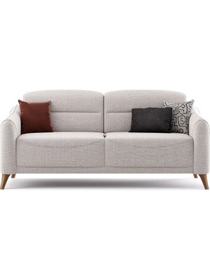 Alfemo Mira Sandıklı Üçlü Koltuk-Beyaz