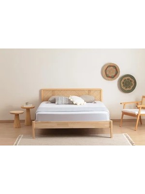 Vivense Izabelya Hazeran Başlıklı Ahşap Karyola, Naturel, 150X200