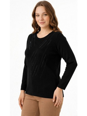 Gürkan Kadın Taşlı Desen Çima Dikişli Mevsimlik Triko Bluz BGL-ST05290