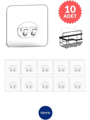 Lataris Süper Güçlü Kendinden Yapışkanlı Banyo Askısı Duş Rafı Kancası 10 Adet