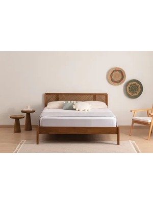 Vivense Izabelya Hazeran Başlıklı Ahşap Karyola, Ceviz, 150X200