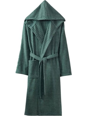 Pamuklu Kapüşonlu Bornoz Unisex Kadın Erkek Yumuşak Dokulu Premium Banyo Bornozu