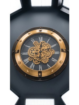 Kasımoğulları Concept Premium Serisi Roma Rakamlı Metalik Bronz Çarklı Duvar Saati