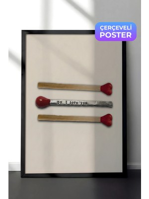 Zestia Siyah Çerçeveli  Duvar Tablosu Romantik Minimal Sanat Kompozisyonu Yatak Odası Dekoru