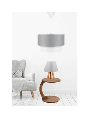 Vivense Evlight Ikili Salon Avize Komodin Abajur Seti, Gri