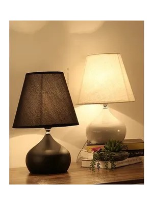 Vivense Evlight Bref Ikili Kumaş Şapkalı Metal Abajur, Siyah Krem