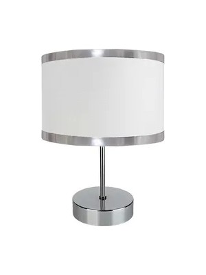 Vivense Evlight Silindir Metal Abajur, Krom Beyaz