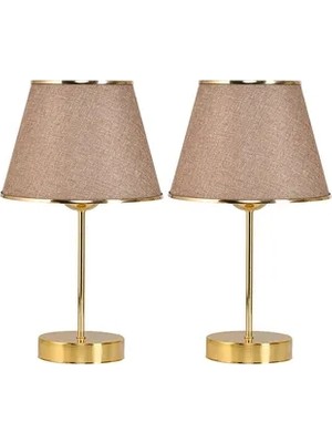 Vivense Evlight Mirza Ikili Metal Ayaklı Gold Abajur, Kumbeji