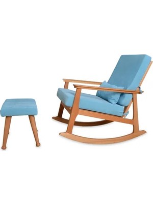 Vivense Iskandinav Puflu Sallanan Sandalye, Mavi, Keten, Naturel