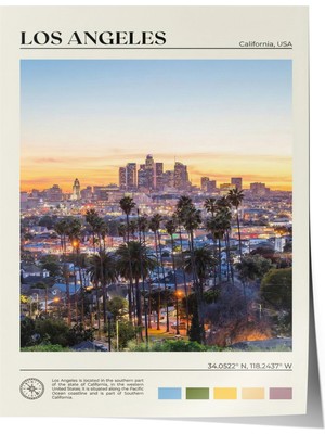 Zestia Poster Los Angeles Skyline Şehir Manzarası Salon Dekoru