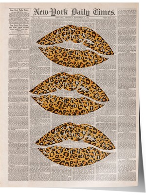 Zestia Poster Leopar Desenli Dudaklar Pop Art Genç Odası Dekoru