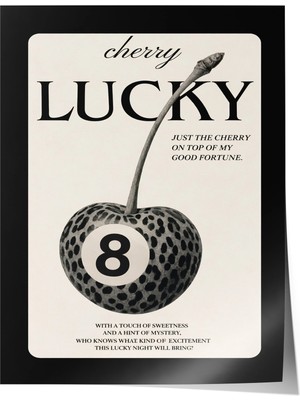 Zestia Poster Lucky Kiraz Leopar Desen Retro Salon Dekoru