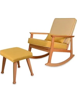 Vivense Iskandinav Puflu Sallanan Sandalye, Sarı, Naturel