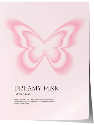 Zestia Premium Poster Pembe Tonlarda Kelebek Figürü Dreamy Minimal Sanat Çocuk Odası Dekoru