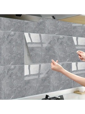 My Best Store Gri Mermer Desenli Alüminyum Plastik Duvar Sticker