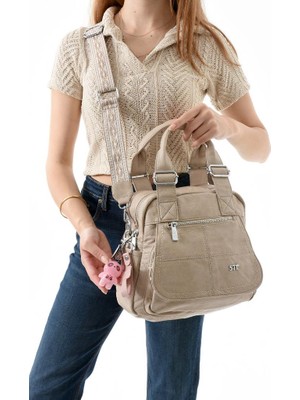 Baginn Y.s.deri Kadın Elde Tutmalı Omuz Çantası Vegan Deri Çapraz Askılı Omuz Çantası 27*27 cm Charm