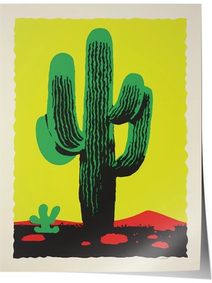 Zestia Premium Poster Canlı Yeşil Kaktüs Grafik Botanik Poster Salon Dekoru