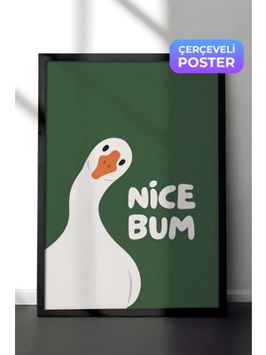 Zestia Siyah Çerçeveli  Duvar Tablosu Şirin Kaz Karikatürü Nice Bum Genç Odası Dekoru