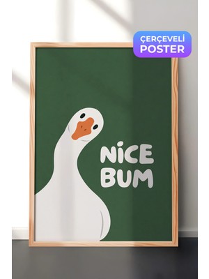 Zestia Ahşap Çerçeveli  Duvar Tablosu Şirin Kaz Karikatürü Nice Bum Genç Odası Dekoru