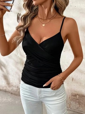 Antakya Yöresi Kadın Ip Askılı Önden Çapraz Detaylı Ithal Krep Bluz