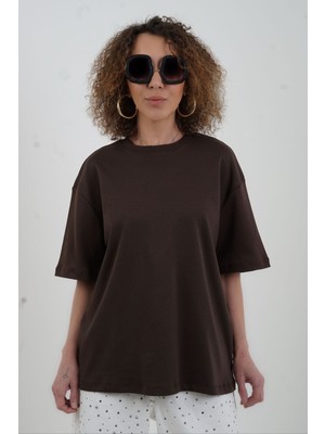 Zelish My Sister Kahve Arkası Kelebek Nakışlı Tshirt