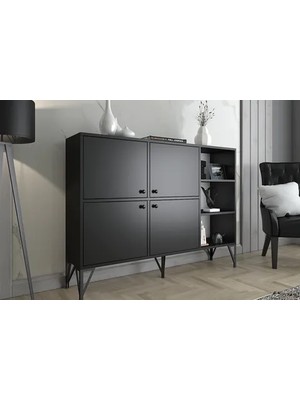 Vivense Zeta Konsol, Metal Ayaklı, Siyah, 140 cm