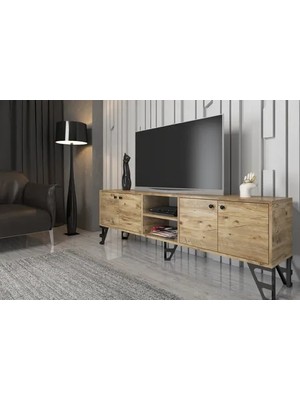 Vivense Sofia Tv Ünitesi, Atlantik Çam Siyah, 180 cm