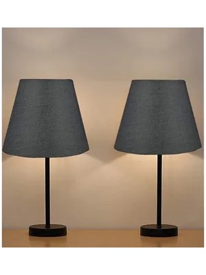 Vivense Evlight Black Ikili Abajurmasa Lambası, Metal, Siyah