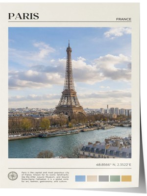 Zestia Poster Paris Eyfel Kulesi Seine Nehri Şehir Manzarası Salon Dekoru