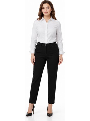 Kübra Kadın Kumaş Bilek Pantolon Bel Yarım Lastikli BGL-ST05388