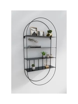 Vivense Marsah Home Oval Metal Duvar Rafı, Siyah