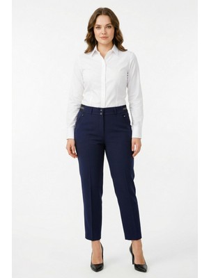 Kübra Kadın Kumaş Bilek Pantolon Bel Yarım Lastikli BGL-ST05388