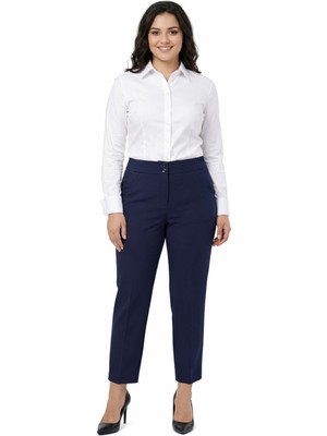 Kübra Kadın Kumaş Bilek Pantolon Bel Yarım Lastikli BGL-ST05389