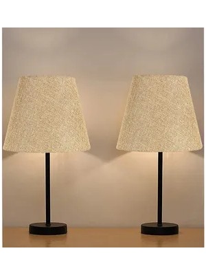 Vivense Evlight Black Ikili Abajurmasa Lambası, Metal, Kum Beji