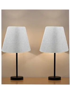 Vivense Evlight Black Ikili Abajurmasa Lambası, Metal, Gri