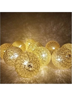 Aydogan's 2 Metre 10’lu Top LED Işık - Pilli Gün Işığı Dekoratif Aydınlatma