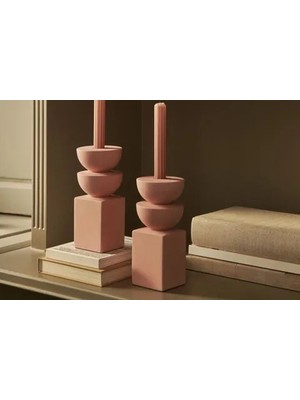 Vivense Iskandinav Üç Katlı Mumluk Set, Pembe