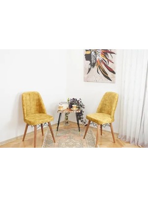 Vivense Tubihome Kare Gold Sandalye, Sarı, 2 Adet