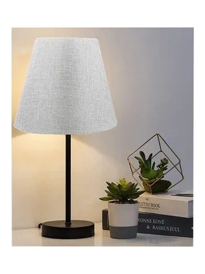 Vivense Evlight Black Tekli Abajur Metal Masa Lambası, Gri