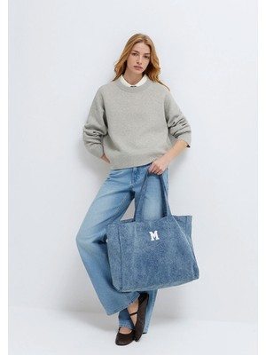 Mavi M Logo İşlemeli Denim Omuz Çantası 1913790-22189