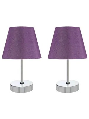 Vivense Evlight Metal Ayaklı Ikili Abajur, Krom Mor