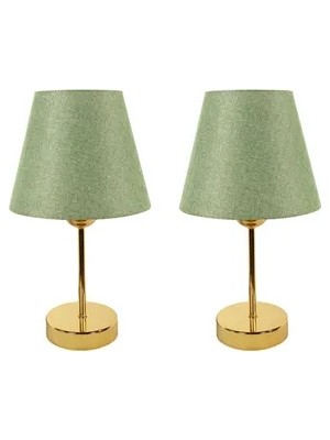Vivense Evlight Metal Ayaklı Ikili Abajur, Gold Yeşil