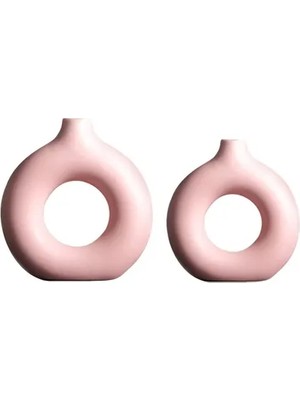 Vivense Ikili Halka Vazo Set Açık Pembe