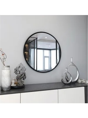 Vivense Marsah Home Metal Çerçeveli Yuvarlak Ayna, Siyah, 70X70