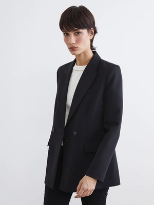 LC Waikiki Lcw Vision Siyah Kruvaze Yaka Kadın Blazer Ceket