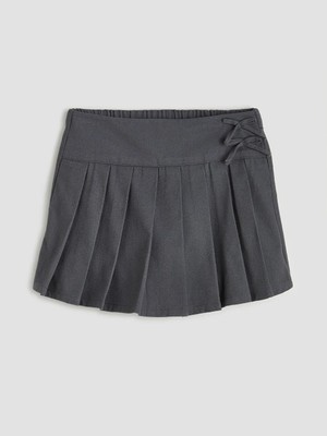 LC Waikiki Lcw Kids Gri Kız Çocuk Pileli Şort Etek