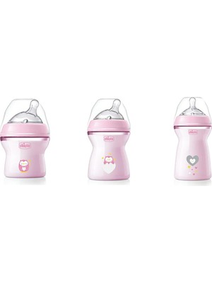 Chicco Bebek Biberon 150 250 330 ml Pp Pembe Mavi Desenli Biberon Set Plastiktir
