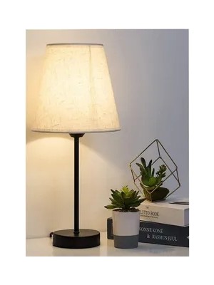 Vivense Evlight Black Tekli Abajur, Metal Masa Lambası, Krem