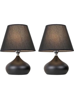 Vivense Evlight Lapis Ikili Set, Siyah Şapka, Tekli Metal Abajur