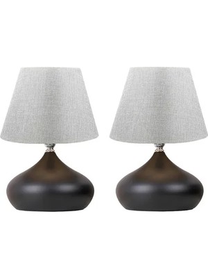 Vivense Evlight Lapis Ikili Set, Gri Şapka, Tekli Metal Abajur